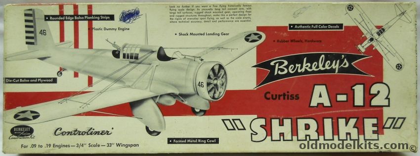 Berkeley 1/16 Curtiss A-12 Shrike - 33 Inch Wingspan Flying Aircraft, 7-4 595 plastic model kit